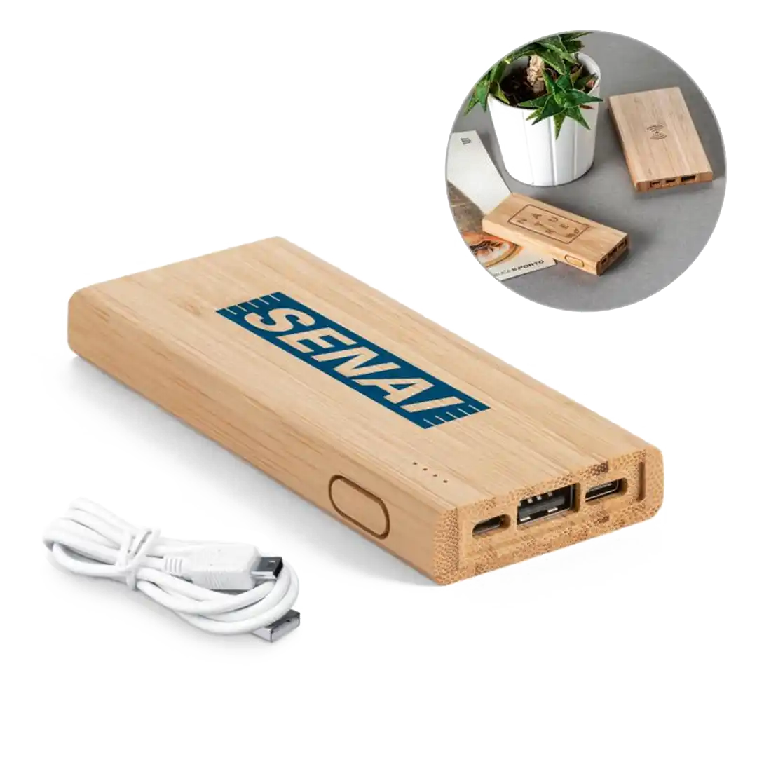 Bateria Portátil em Bambu