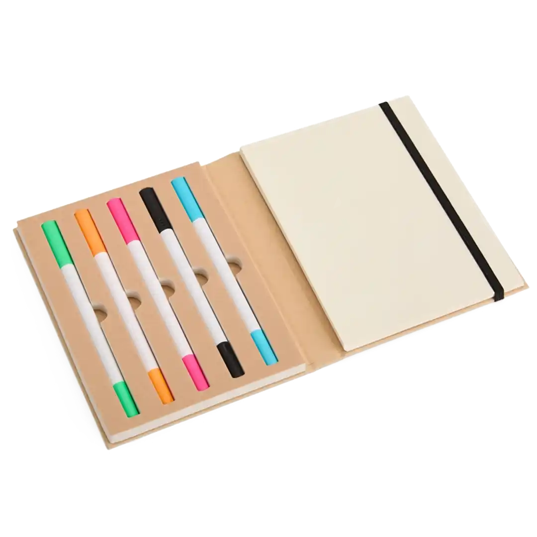 Bloco de Anotações com 5 Canetas