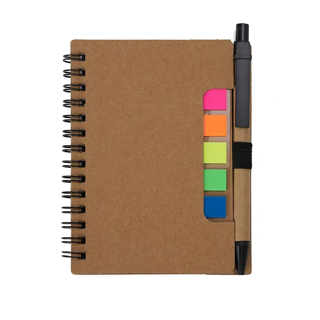 Bloco de Anotações Ecológico com Autoadesivos e Caneta