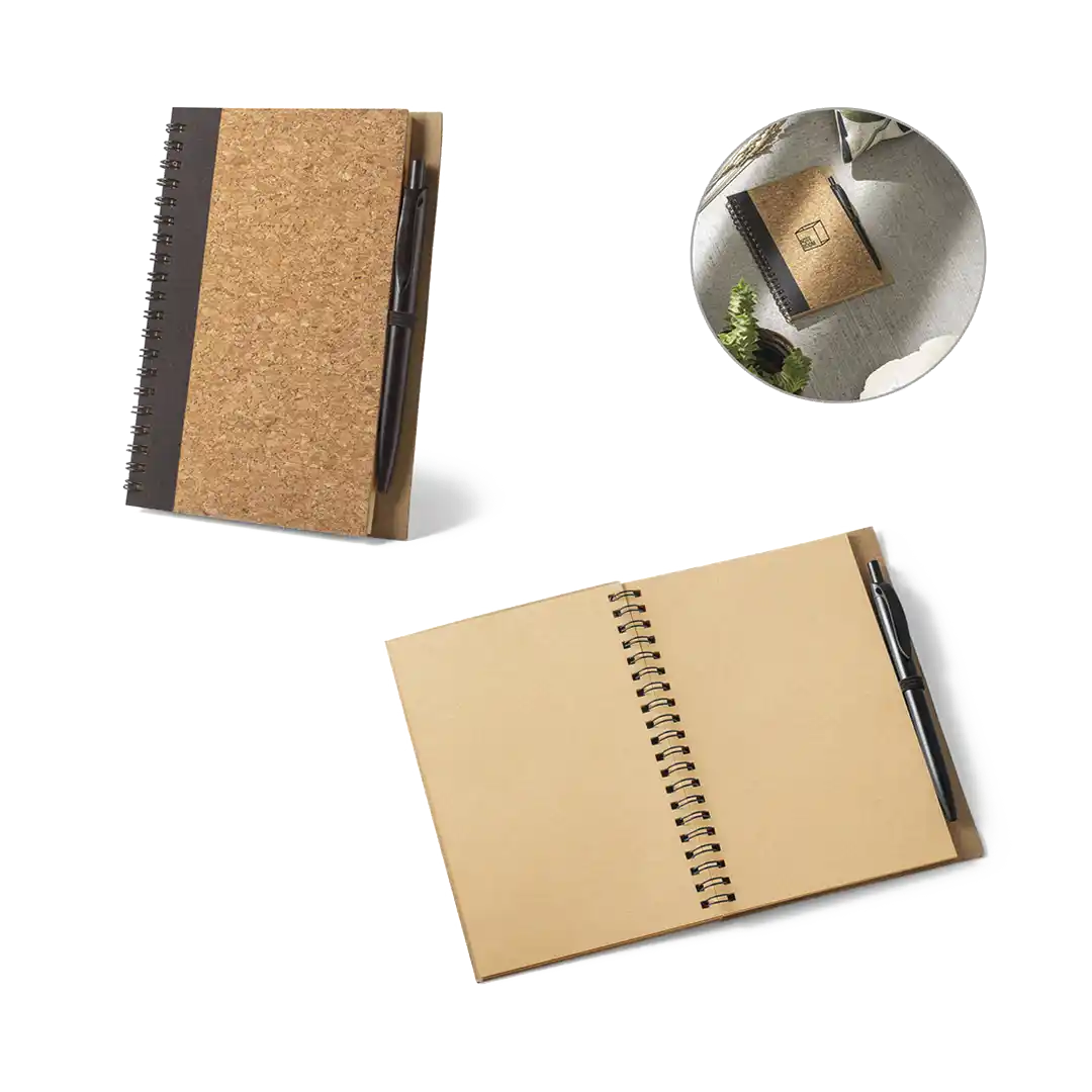 Caderno B6 de capa dura em cortiça