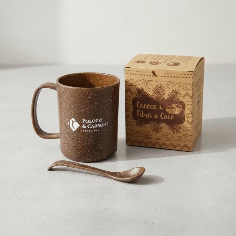 Caneca Ecológica Fibra de Coco com Colher