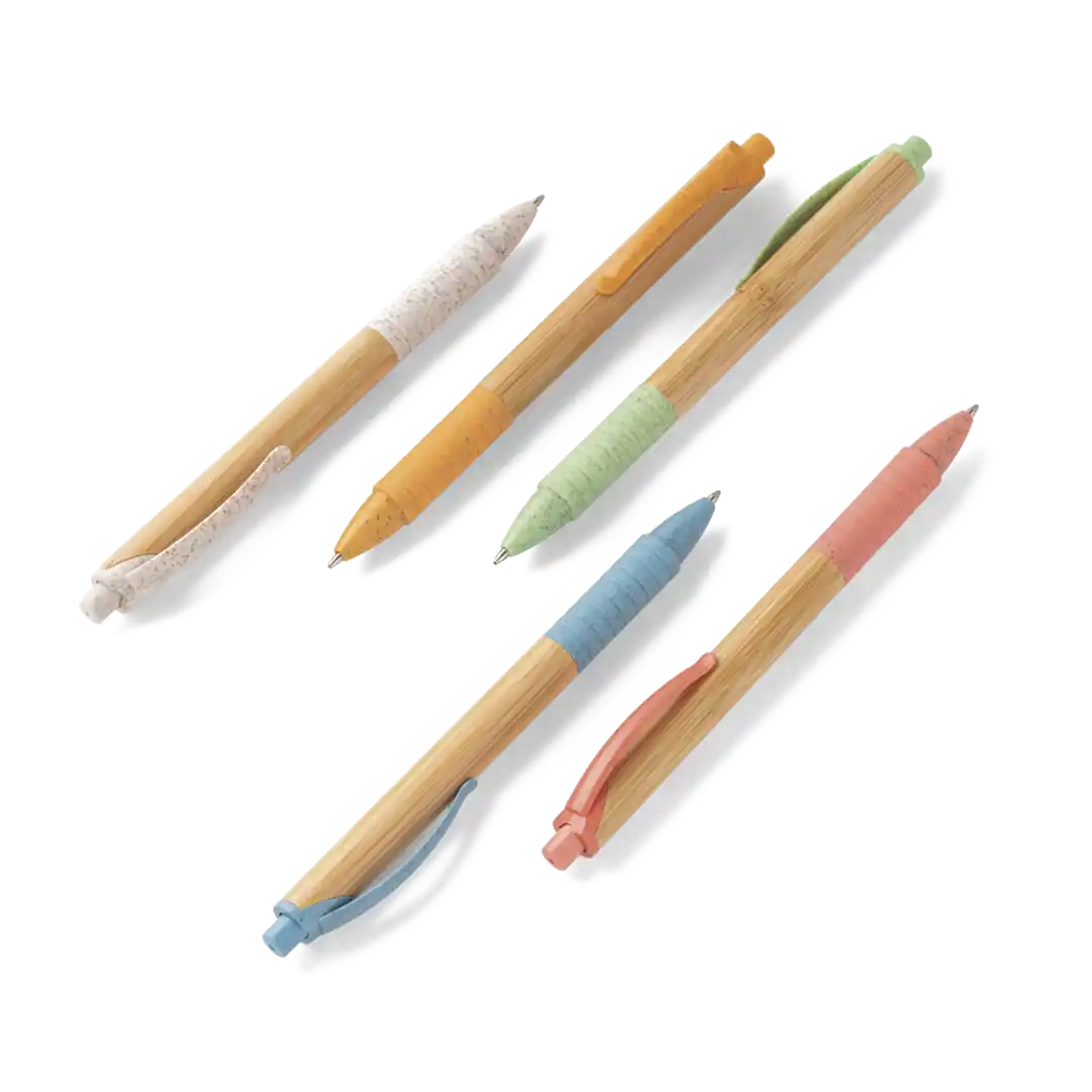 Caneta em bambu com clipe