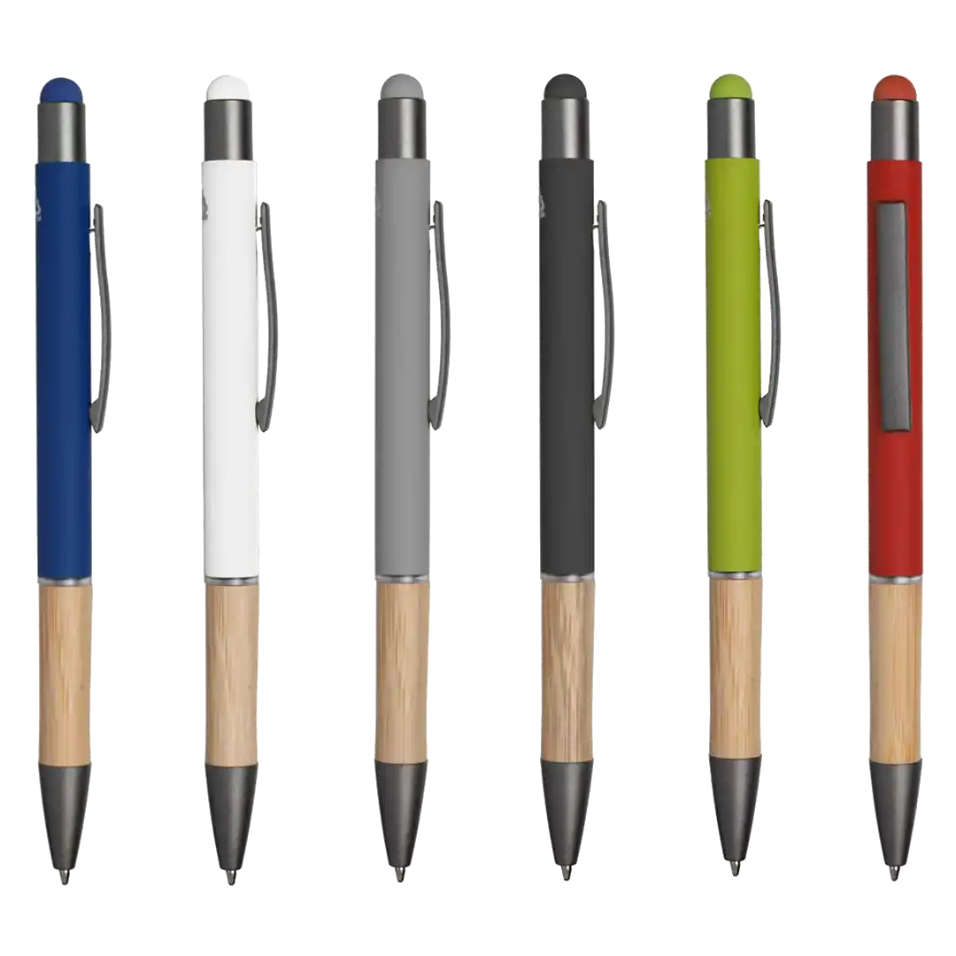 Caneta Touch Screen Alumínio e Bambu