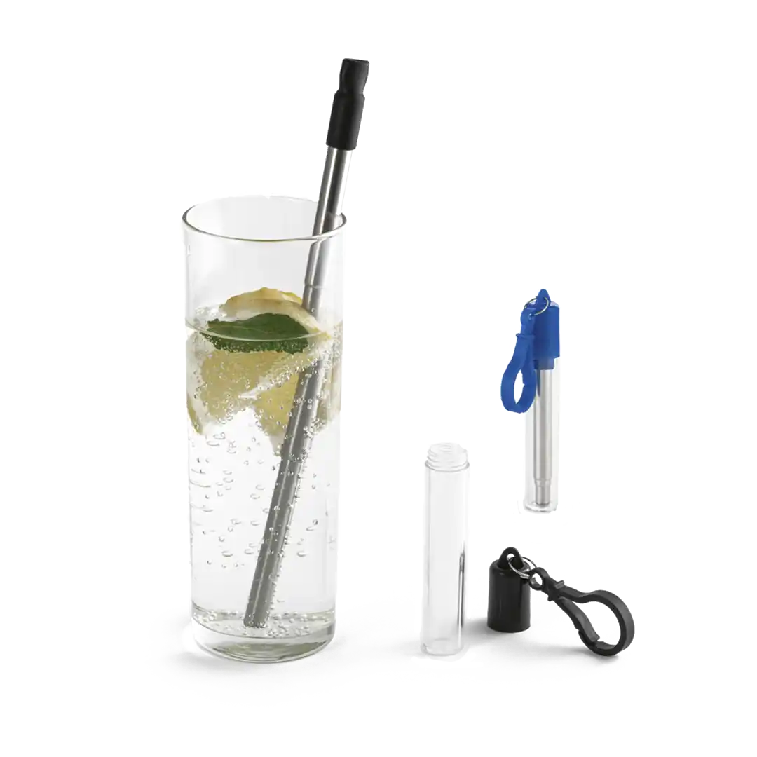 Conjunto de canudo em aço inox e escova de limpeza