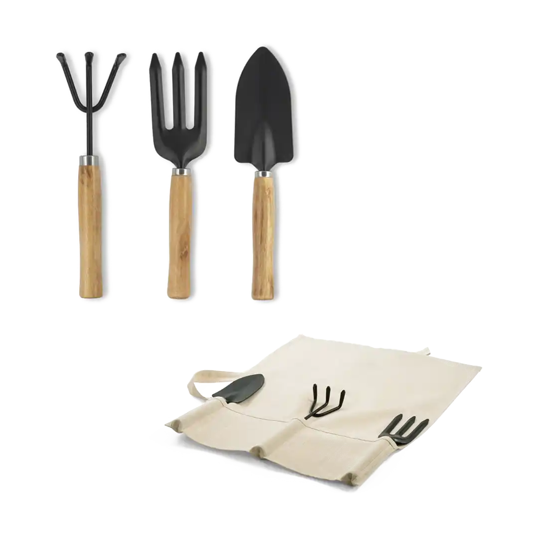 Conjunto de jardinagem com 3 ferramentas em metal