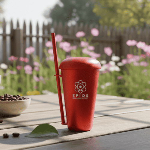 Copo 500 ml com Canudo e Tampa Fibra de Madeira